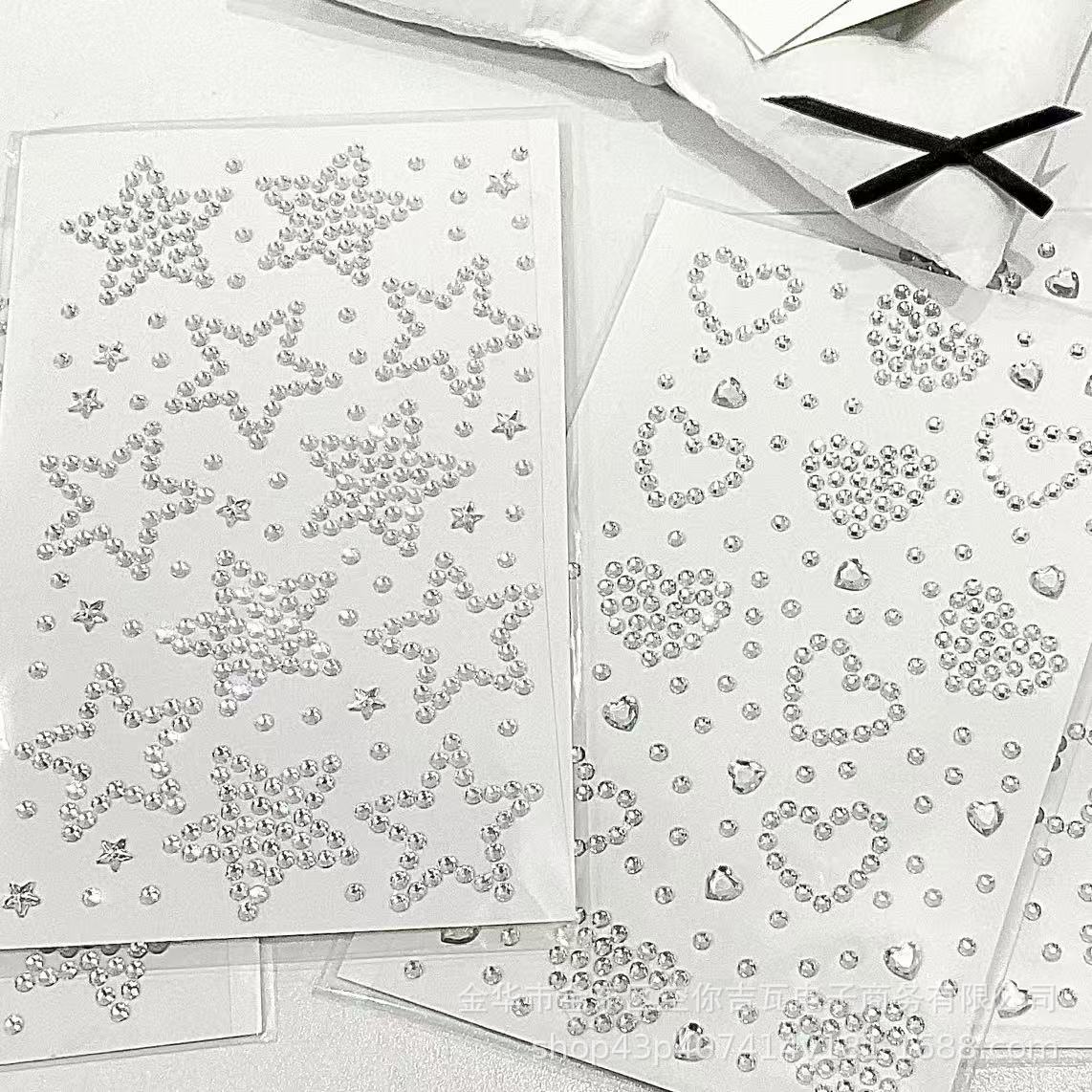 Scrapbooking - 실버 스타 하트 모양 라인스톤 스티커