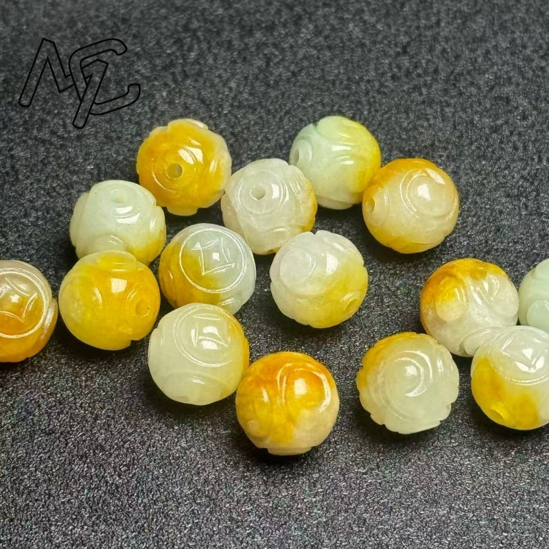 5pcs 천연 노란색 에메랄드 옥 원형 구슬 DIY 팔 - Beading 리뷰 및 가격